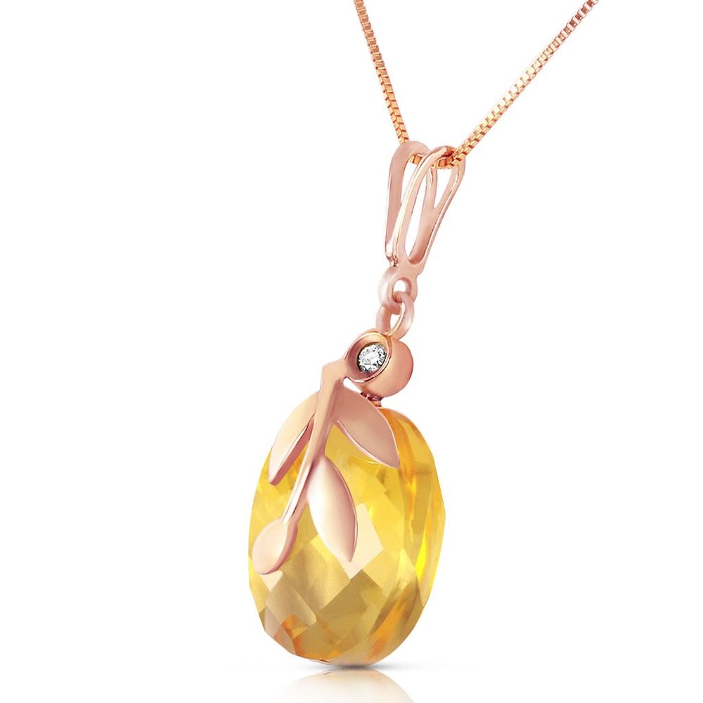 14K. NECKLACE WITH CITRINE & DIAMOMND - Picture 2 of 6